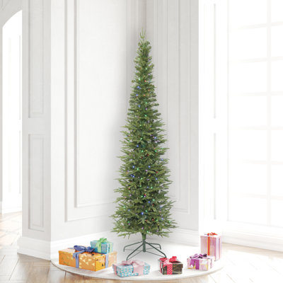 Sapin de noël artificiel vert 6,5 pi avec 300 lumières multicolores et base crayon
