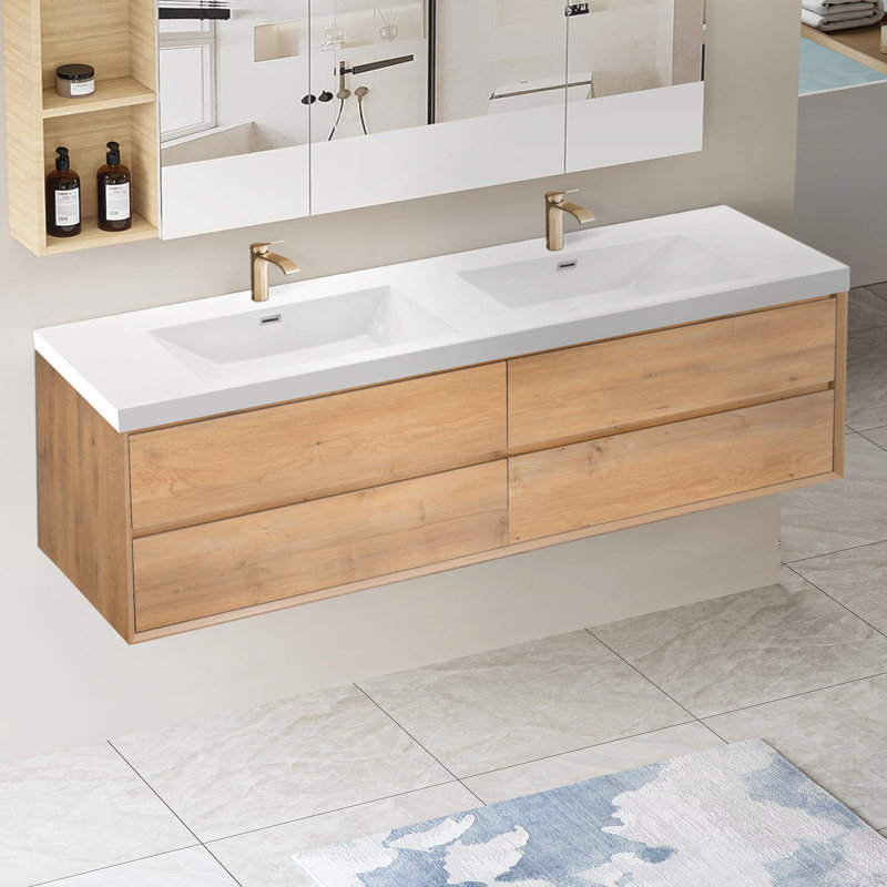 72 Inch Floating Wall-Mounted Bahtroom Vanity With Double Sink