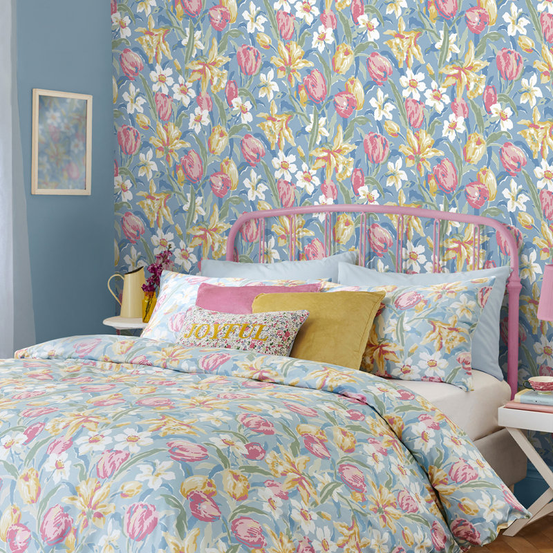 Laura Ashley Tulips China Blue Removable Wallpaper