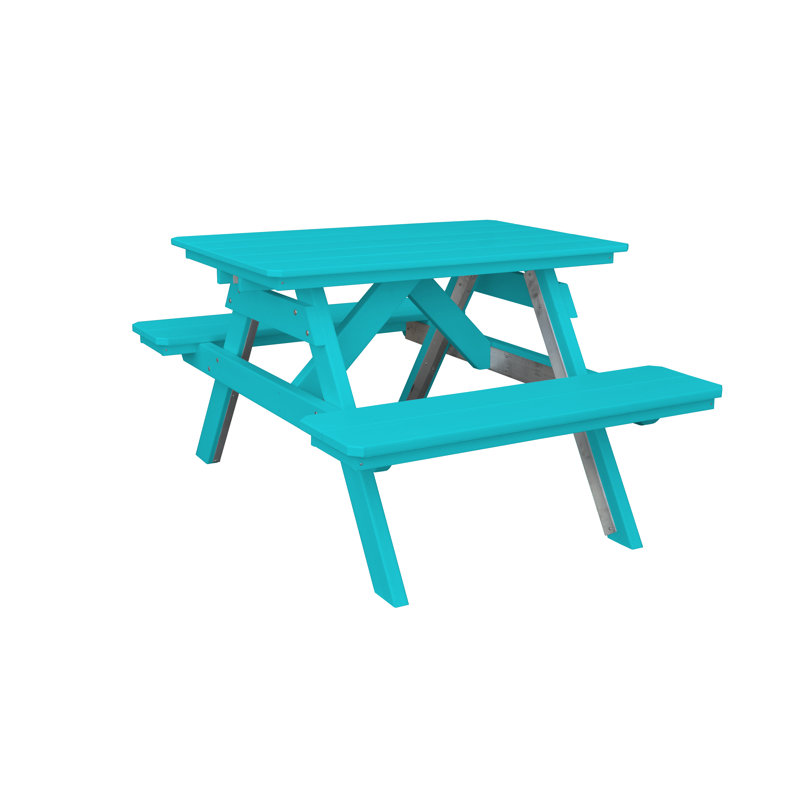 6 - Person Patio Dining Set with Rectangular Table, 44" W x 60" L, Aruba Blue