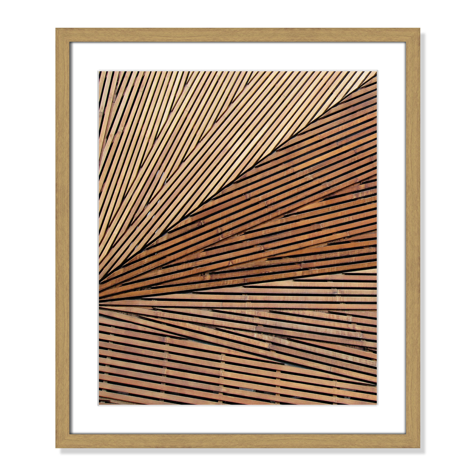 Geometric Wood Panel 1 - Picture Frame Print, 19" H x 16" W x 0.75" D, Natural Wood Grain