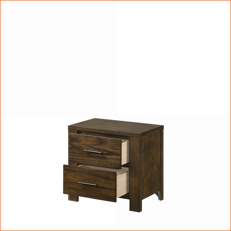 Merrilee Oak Finish 2-Drawer Bedroom Nightstand