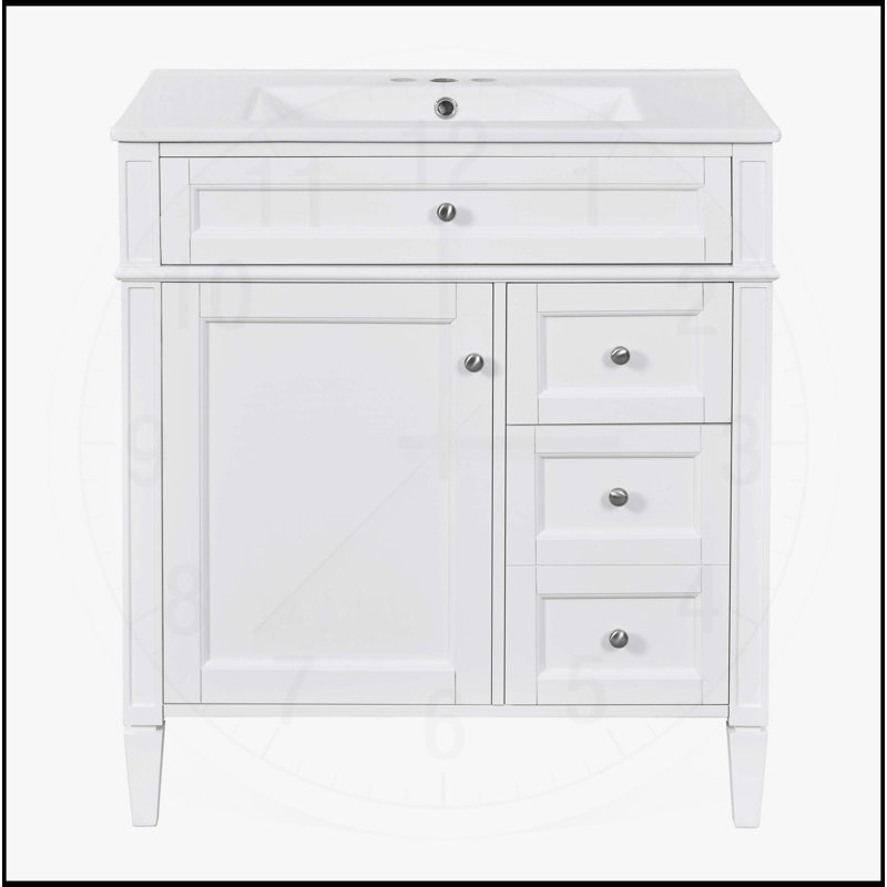 Meuble-lavabo de 30 po avec lavabo supérieur, Blanc