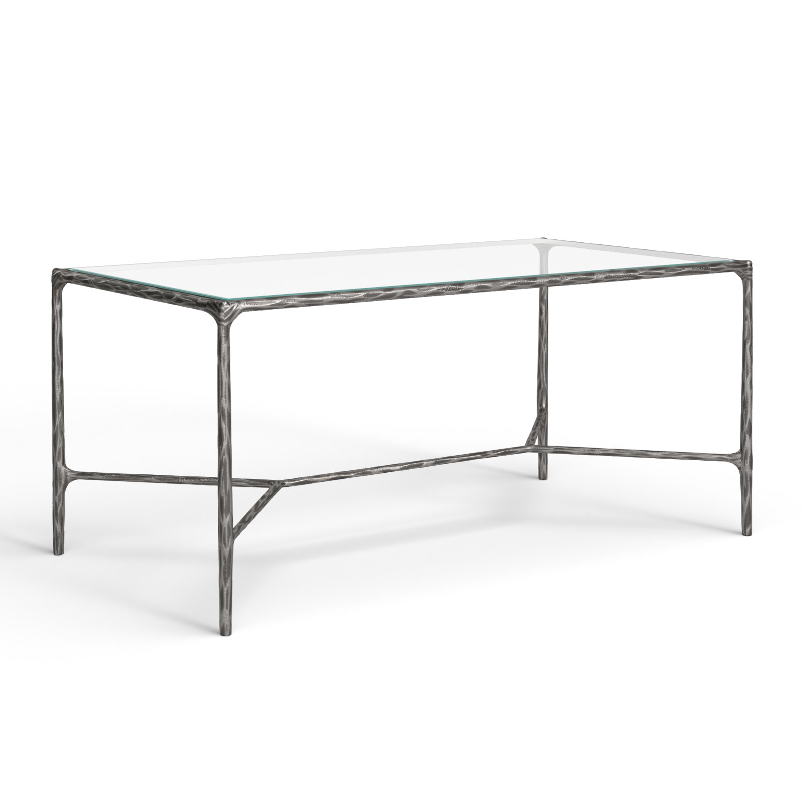 Evelynn 40" Glass Coffee Table, Clear, Silver