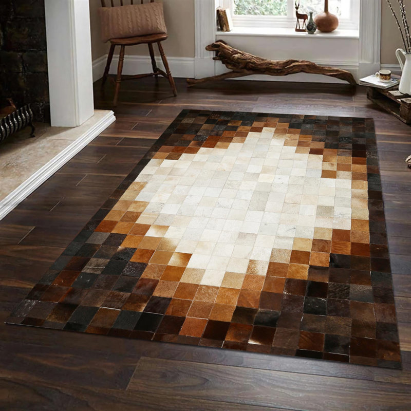 Tapis dégradé brun foncé et beige, Rectangle 9'6" x 13'6"