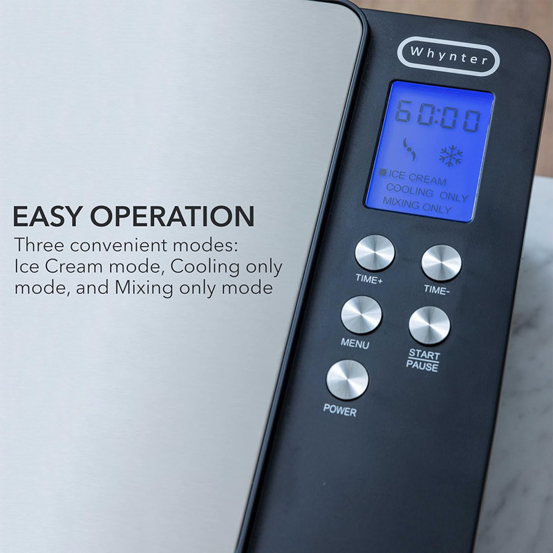 Stainless Steel 2.1 Quart Automatic Ice Cream Maker with LCD Display