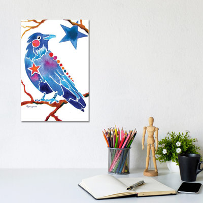Raven Crow Whimsical par Jo Lynch - peinture sur toile tendue