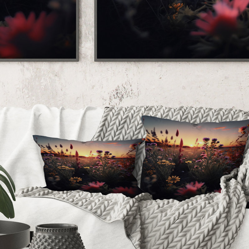Coussin Sunset Field Of Flowers I - Daisy