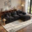 108In Modern Living Room Black Corduroy Cloud Sofa, L-Shape Chaise Modular Sofa With Flexible Configuration, Frameless And Boneless Design, Compressed Packaging, Ideal For Apartments And Office Furniture, No Assembly Required-1023413078