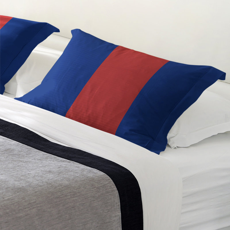 Striped Sham Set, Standard, Brushed Polyester, Blue/Red