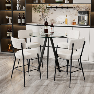 5 PCS Round Bar Table and Bar Stools Set