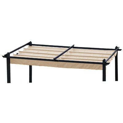 Khaki Canopy Top Cover For 13x10 Ft Pergola - Protected, Water-, Quick Install Steps Replacement Outdoor Patio Water-repellent, Effortless Setup