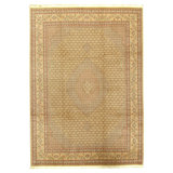 Hand Knotted Wool Oriental Area Rug in Gold
