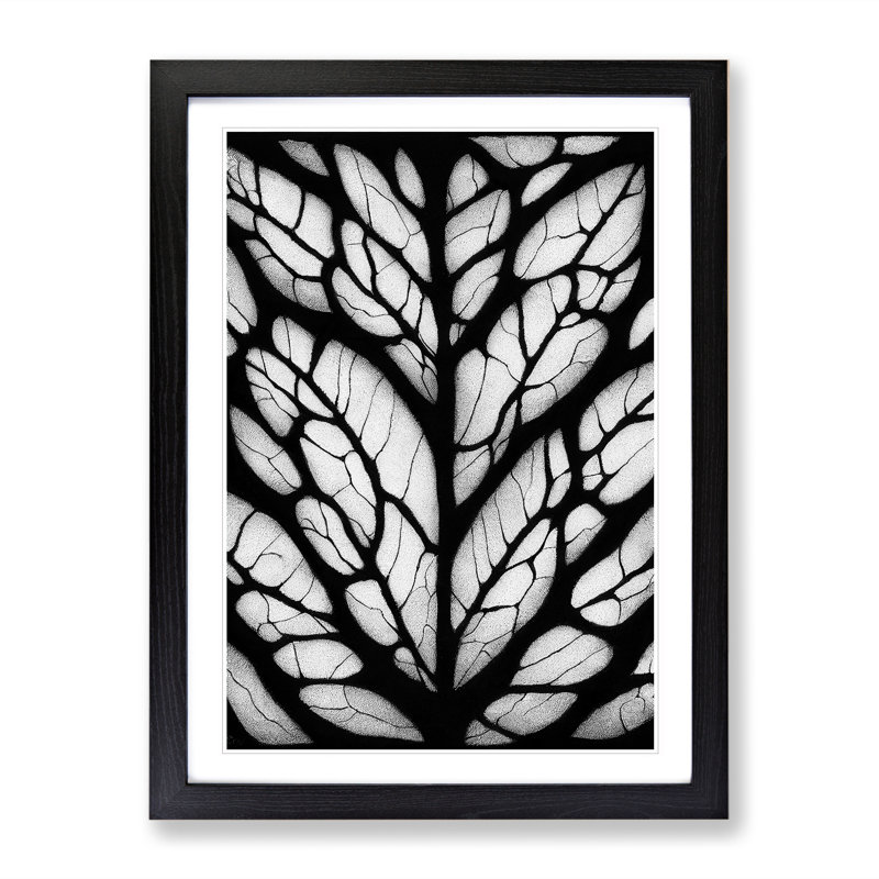 Monochrome Leaves No.3 - Framed Print, Black, 64cm H x 46cm W x 2cm D