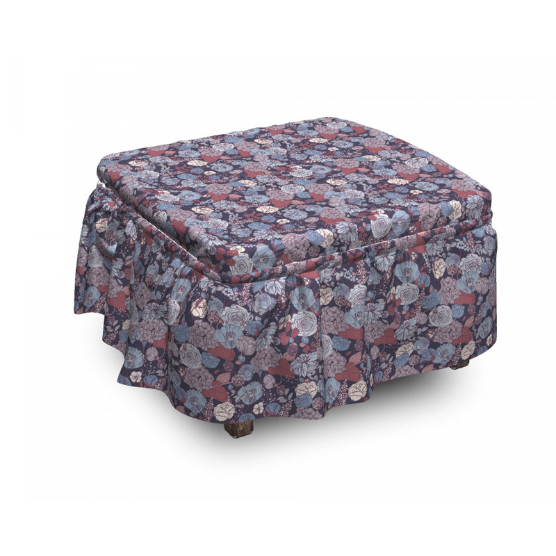 Housse pour repose-pieds de jardin fleurs romantiques