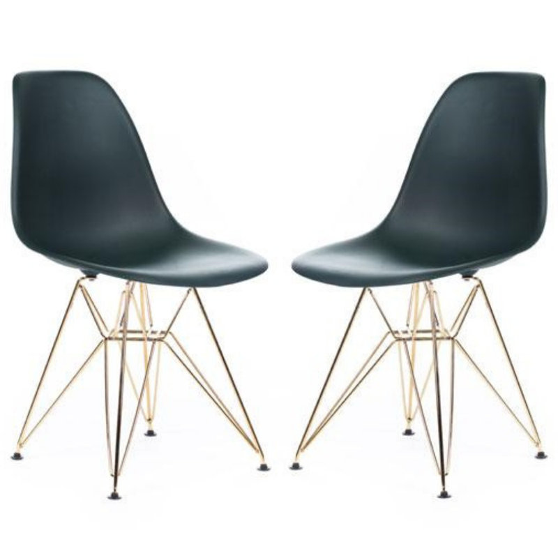 Loie Netherton Side Chair, 2, Black, Gold
