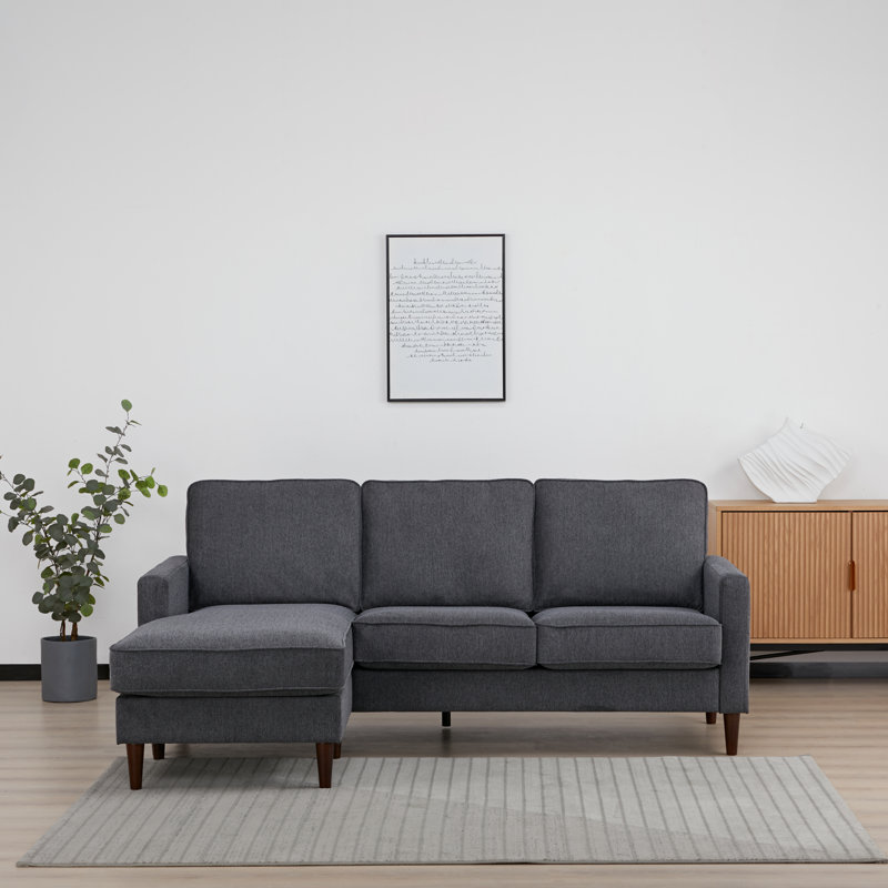Anna-Leigh Upholstered Sectional Reversible, Dark Gray 100% Polyester