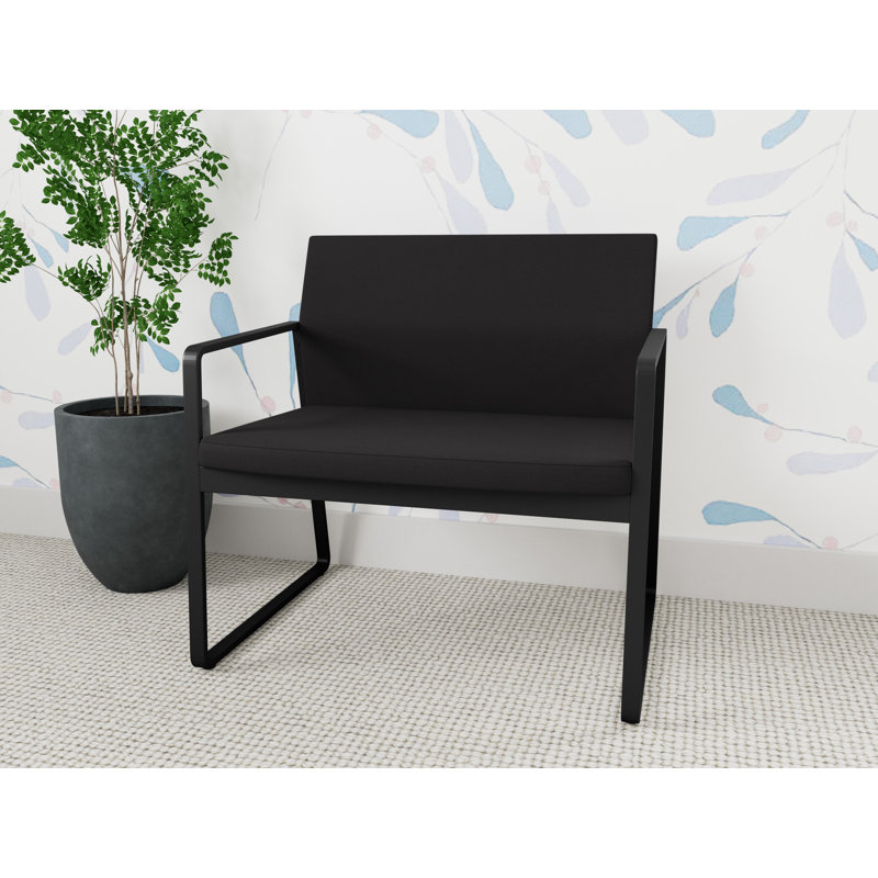 Fauteuil de bureau Gansett, Noir, Portes ouvertes en tissu noir