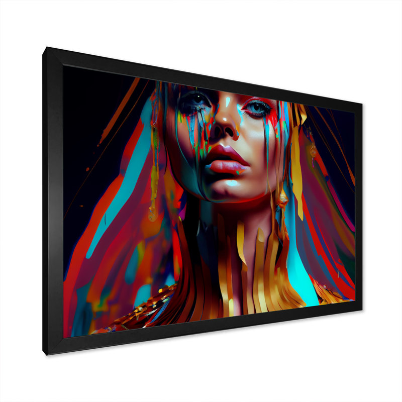 «Vibrant Creative Woman Portrait I», impression sur toile, H 12 po x l 20 po x P 1 po, Cadre photo noir