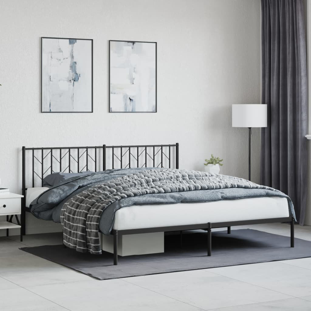 Vidaxl (Black, 183 X 213 Cm/ With Headboard) Metal Bed Frame With Headboard Mattress Foundation Black 80X200 Cm - Image 3