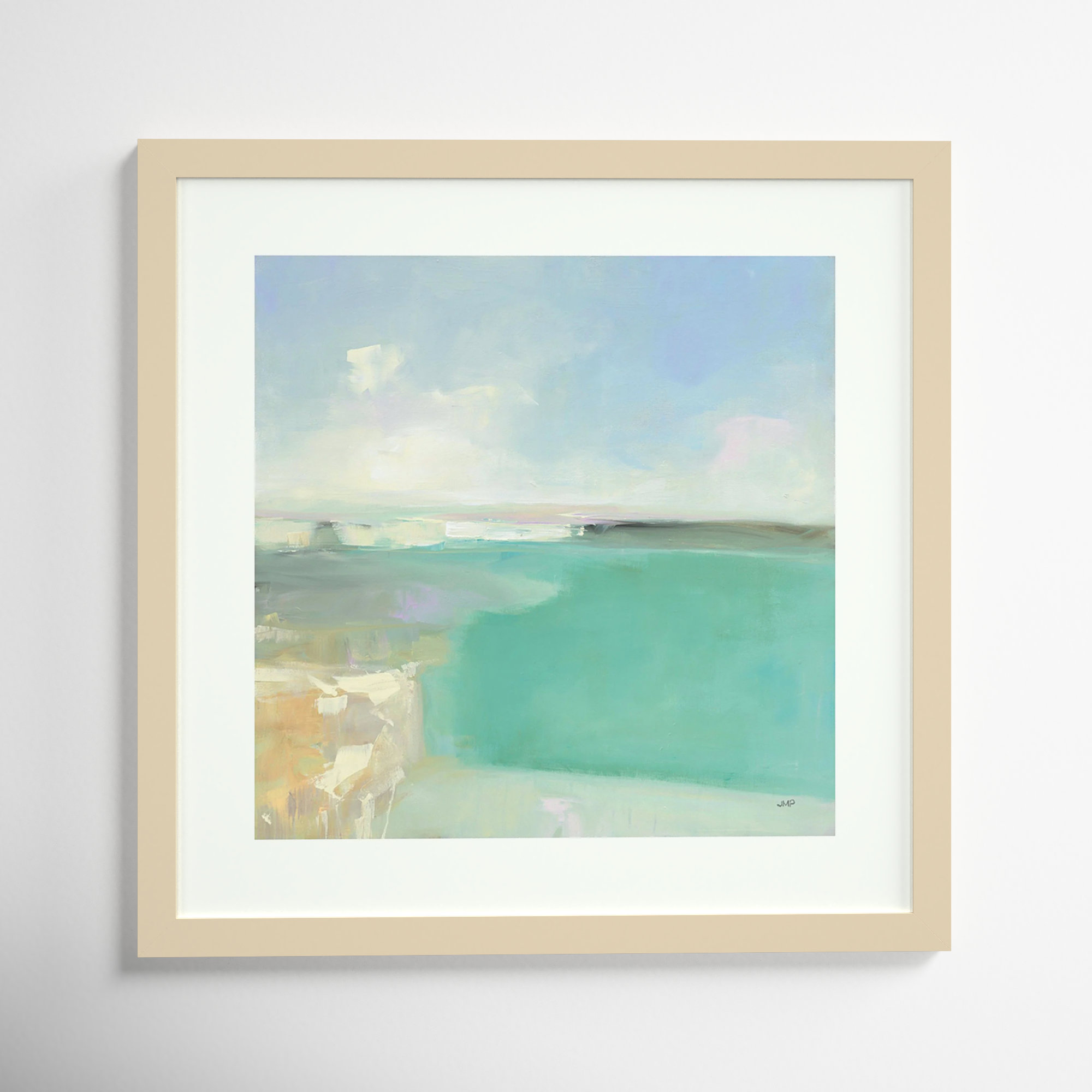 Summer Coastline by Julia Purinton, Natural Framed Paper, 25" H x 25" W