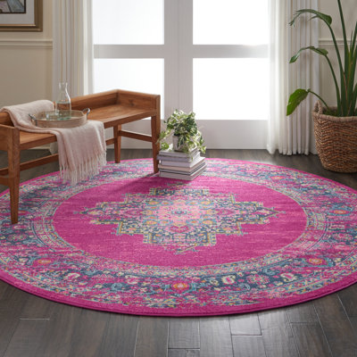 Abbate Oriental Fuchsia Pink Area Rug
