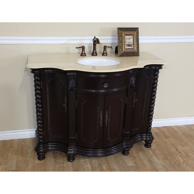 Ensemble de meuble-lavabo simple 48 po Espey, Acajou foncé, Crème corozo