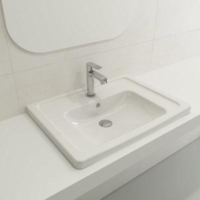 BOCCHI Taormina 19 " Fireclay Rectangular Bathroom Sink and Overflow Hole