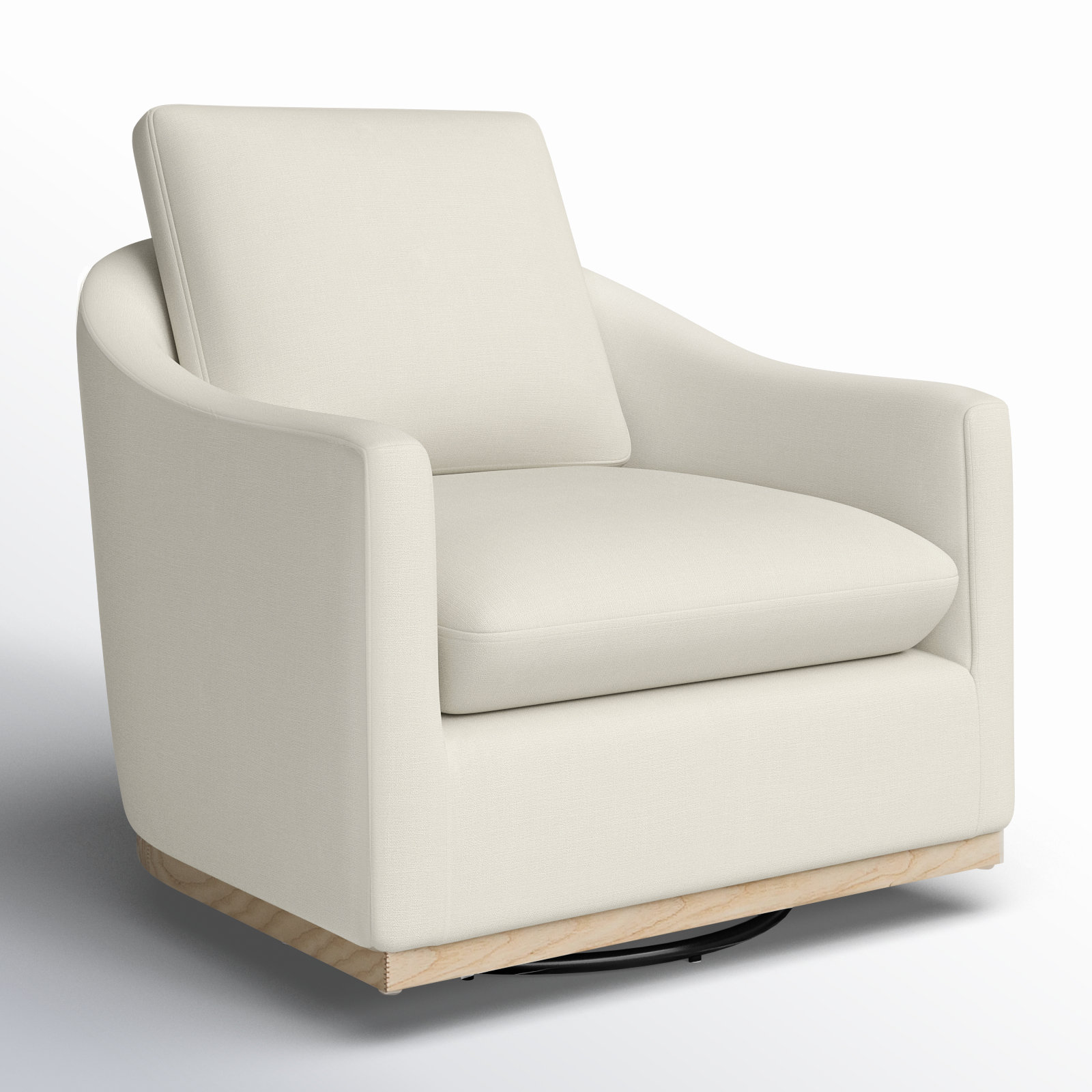 Deary 34'' Wide Upholstered Swivel Barrel Chair, Effie Linen Performance Linen