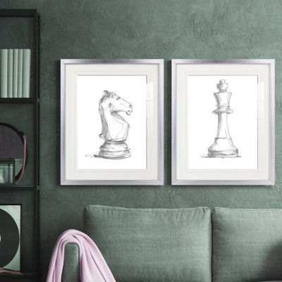 Chess Room Study I, reproduction encadrée de qualité supérieure - prête à être accrochée