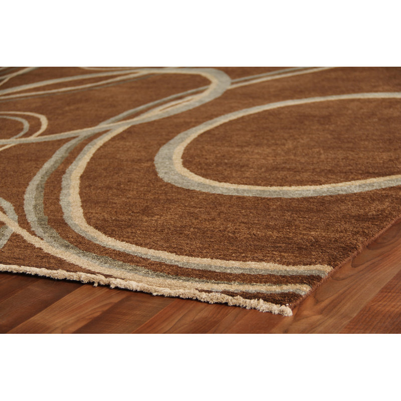 Metropolitan Wool Geometric Area Rug in Brown/Beige, Rectangle 9' x 10'