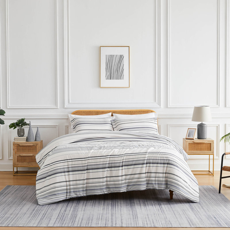 Coastal Stripes Down Alternative Oversized Comforter Set with Shams by Southshore Fine Linens, Blue