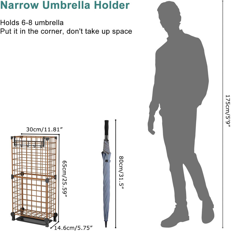 Entryway Umbrella Stand, Brown