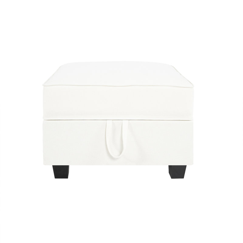 Nebih 30'' Wide Square Ottoman Module for Modular Sectional Sofa, Ottoman Footrest, White Linen