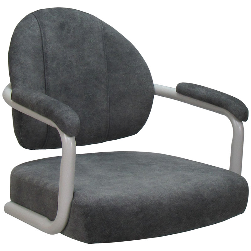 Tabouret de bar rotatif 30 po Vinuki, Mélange de polyester gris foncé, Blanc, Tabouret de bar (siège d’une hauteur de 30 po)