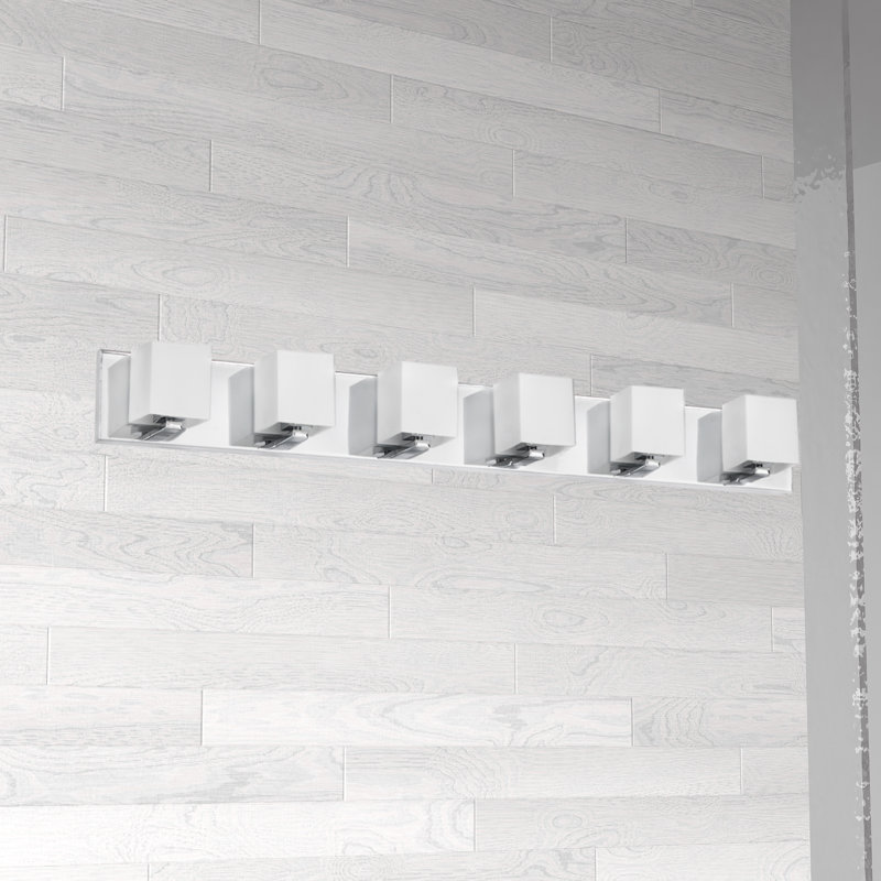 Éclairage pour meuble-lavabo en chrome poli à intensité variable 6 lumières Verona, Chrome poli