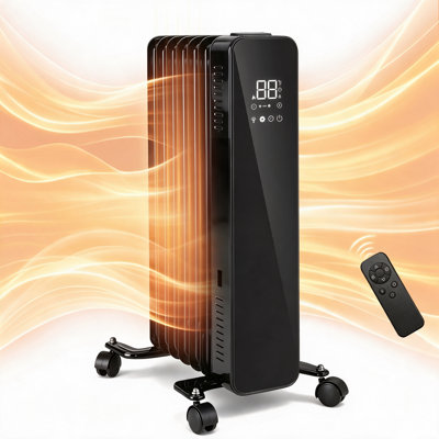 Radiateur à bain d'huile et à ailettes 23 pouces avec thermostat électronique et minuterie 24 heures Airo Comfort