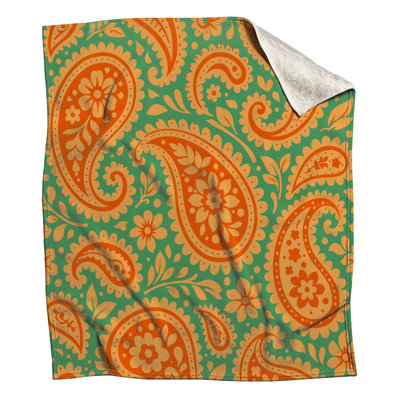 Couvertures florales orange à motif cachemire