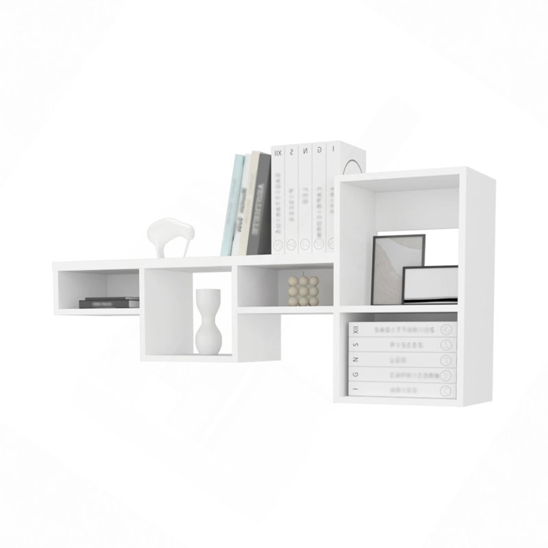 Modern Floating Shelves, Wall-Mounted Shelf Unit With 5 Shelf