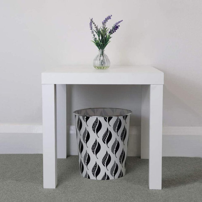 Ocke Plastic Open Waste Bin 2.5L Black And White Recycling Rubbish Bin for Kitchen Bedroom Bathroom