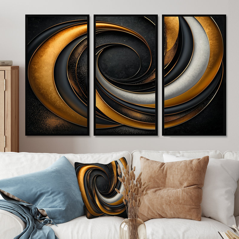 «Celestial Alignment Of Abstract II», ensemble d'art mural abstrait géométrique, Reproduction avec cadre flottant, Noir