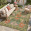 Tapis d'extérieur lavable à motif floral vert 6X9-552639590-553009465