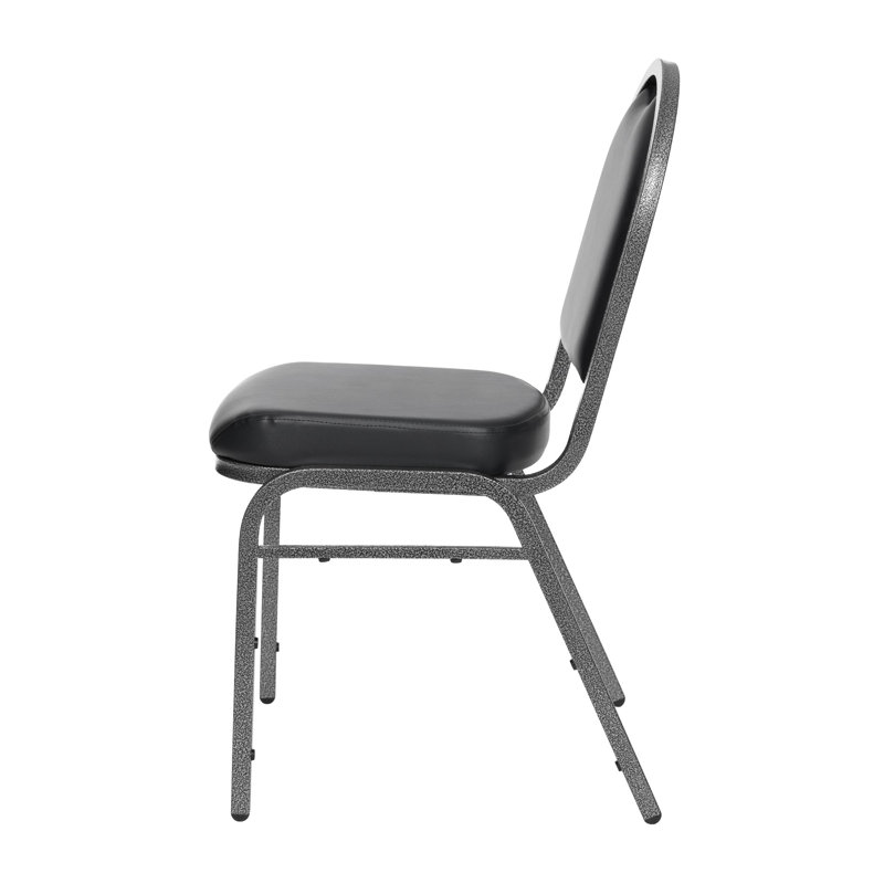 Celia Vinyl Stack Chair (2 Pack), Silver, Black