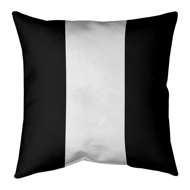 Coussin décoratif, 14 po x 14 po, Duvet synthétique, Noir / Blanc