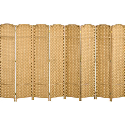 8 Panel Nature Wood Room Divider , 5.6' Tall For Home Office Bedroom, Intriguing Weaving Privacy Screen Alluring