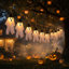 Lot de 2 guirlandes lumineuses fantômes de 2,74 m (9 pi) avec chapeaux de sorcière pour l'Halloween, à utiliser à l'intérieur comme à l'extérieur (porche, jardin, etc.).