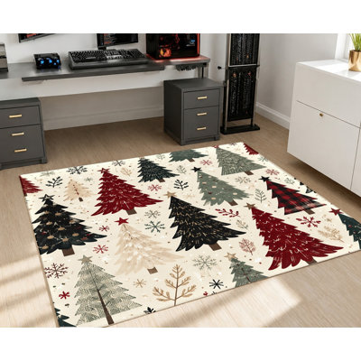 Tapis de Noël pour arbre de Noël, motif festif chaleureux, tapis confortable antidérapant, décoration intérieure élégante pour salon, chambre à coucher, salle de fête, appartement