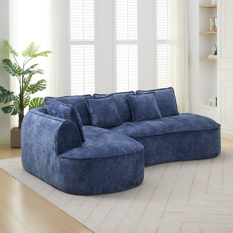 Boneless 109.5" Cloud Modular Sectional Couch with Curved Seat,Minimalist Comfy Upholstered Couches,L-Shape Boneless Cloud Sofa for Living Room,No Assembly Required(Left Facing Chaise)