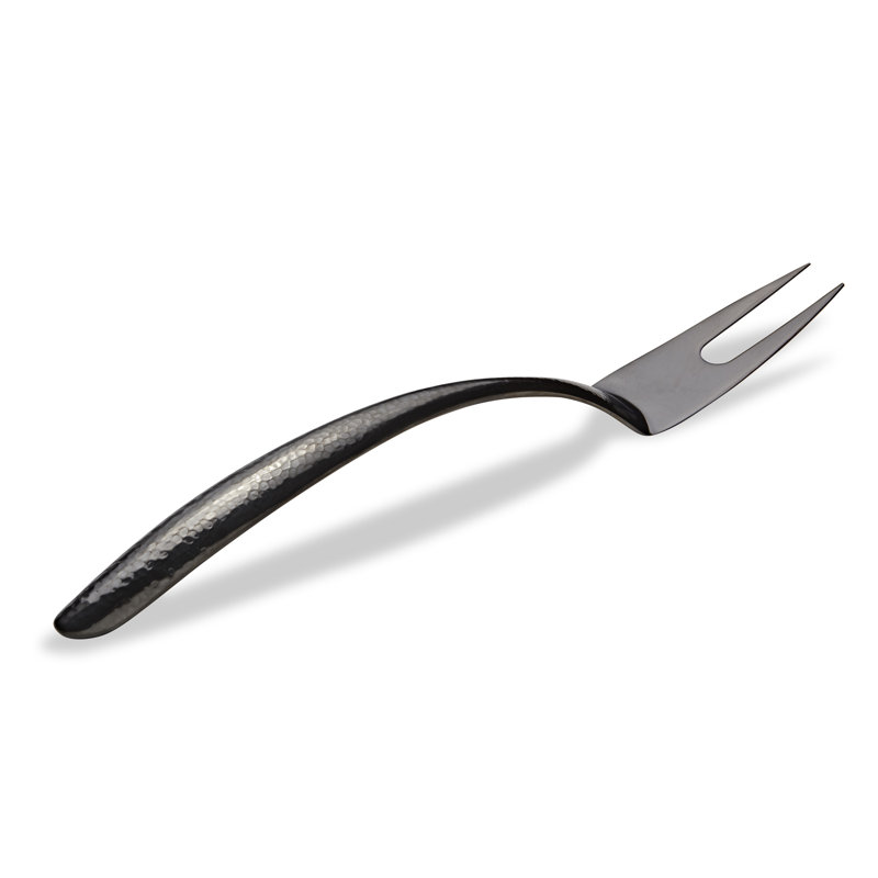 Stainless Steel Serving Fork, Hammered Finish Black