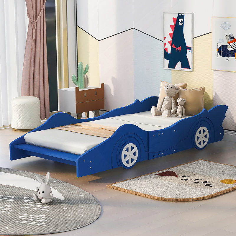 Lit plateforme avec roulettes Race, Bleu